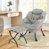 Modern Upholstered Leisure Sofa Armchair Reading Chair w/Footrest-Grey