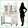 Dressing Table Makeup Vanity Desk Set With Dimmable LED Lighted Mirror Shelves