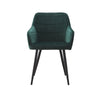 2X Green Dining Chairs Velvet Fabric Armchairs ＆ Metal Legs Kitchen Modern