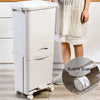 Kitchen Rubbish Waste Bin Recycling Dual Multi Compartment Pedal Dustbins Wheels