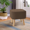 Small Square Footstool Footrest Pouffe Shoe Foot Stool Padded Ottoman Wooden Leg