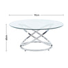 Tempered Glass Coffee Table Round Accent Side Table Chrome Base Home Office