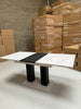 Modern Dining Table Extendable 140-180cm White Marble & Concrete Effect Theo 05