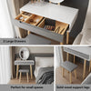 Modern Dressing Table Set with Light Mirror Stool Makeup Desk with Drawer Grey