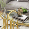 Gold Nesting Coffee Tables Set of 2 Round Tempered Glass Top Art Deco Side Table