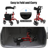 2-in-1 Rollator Walker Foldable Aluminum Alloy Medical Walker with Seat