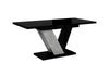 Extendable Dining Table 120 - 160cm V Legs Modern Black Grey Concrete Effect