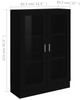 Cabinet Cupboard Black Wooden Bookcase Display Storage Unit Glass Doors Shelving