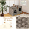 Foldable Cat Bed Large Rattan Kitten Condo House w/ Soft Cushion