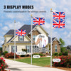 20FT Detachable Flagpole Kit Heavy Duty Aluminum Flag Pole British Silver