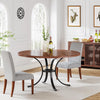 Round Dining Table for 4-6 People, 120cm Farmhouse Kitchen Table Rustic Brown