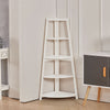 5 Tier Wood Corner Ladder Shelf Unit Freestanding Fan Bookshelf Plants Stand