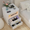 LED Nightstand Bedside Table Storage Cabinet with Charging Station & 2 Drawers