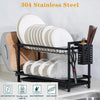 2 Tier Dish Drainer Rack Kitchen Sink Washing Draining Board Cups Holder Rack