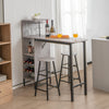 3PCS Bar Table&Chair Set Industrial Pub Table Counter Height Dining Table Grey