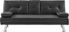 Sofa Bed Faux Leather with Cup Holders 2 Seater Click Clack Living Room Recliner