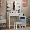 Makeup Desk with LED Lights, Cabinet, 2 Drawers, Shelves, for Bedroom