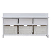 2 in 1 Wood Shoe Cabinet Bench 3 Drawers Baskets Storage Organizer w Padded Seat