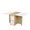 Drop Leaf Table & Stools Foldable Dining Set with Storage, 120x80cm, Oak+White