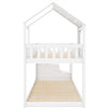 Cabin House Bunk Bed Solid Pine Wood Kids High Sleeper with Storage Stairs White
