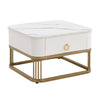 Nesting Coffee Table Side Table with Drawer Marble Exterior Square Set of 2