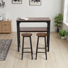 Industrial Kitchen Breakfast Bar Dining Table and 2 Bar Stools Set Steel Frame