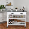 Kitchen Trolley Cart Rolling Island Cart Serving Cart Large Storage 2 Drawers