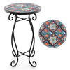 Outdoor Plant Stand Mosaic Round Side Table Accent End Table Bistro Coffee Table