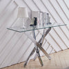 Industrial Console Table Silver Chrome Cross Legs Dressing Desk for Hallway