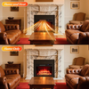 Electric Fireplace Heater Flame Effect Remote Freestanding Black With Timer LED