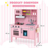 Toddlers Wooden Pretend Play Kitchen Chef Toy Kitchen w/ Microwave-Pink