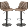 Bar Stools Set of 2, Adjustable Bar Chairs Swivel for Kitchen Brown