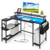 L-Shaped Gaming Desk 120 cm Computer Desk with LED Lights-Black