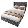 3FT UPHOLSTERED SINGLE BED FRAME WITH VELVET TUFTED HEADBOARD & WING SIDE GREY