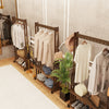 Bamboo Clothes Rail Garment Dress Hanging Hook Display Stand Shoe Rack on Wheels