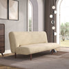 Creamy Faux Suede Fabric Upholstered Sofa Bed 3 Seater Recliner Sleeper Sofabed