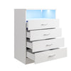 Bedroom White Chest of 4 Drawers High Gloss Bedside Cabinet with RGB LED Lights