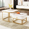 Coffee Table Square Nest of Tables Side Table with Metal Frame & Drawer Storage