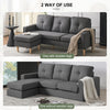 Modern L-Shaped Corner Sofa with Footstool Fabric 2 3 Seater Sofa Couch Grey