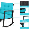 Wicker Rocking Chair Heavy-Duty Steel Patio Rattan Rocker Chair-Turquoise