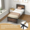 Single Size Bed Frame Heavy-duty Industrial Metal Platform Bed w/High Headboard
