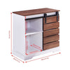 Retro Sliding Barn Door Sideboard with 2-Tier Shelves Storage Cabinet Kitchen