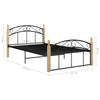 Bed Frame Black Metal and Solid Oak Wood 120x200 B7Z2