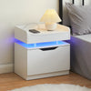 LED Bedside Table Cabinet Side End Table LED White High Gloss Living Room