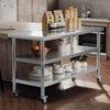 Stainless Steel Kitchen Work Bench Catering Table Worktable W/Undershelf, Wheels