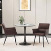 2x Faux Leather Dining Chairs Kitchen Dining Room Office Metal Legs Brown