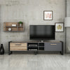 Large TV Cabinet & Floating Wall Shelf Finished in Anthracite Grey & Oak