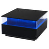 Coffee Table with LED Lights Storage Tea Table High Gloss Black for Living Room