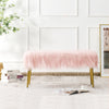 Furry Ottoman Seat Faux Fur Vanity Stool Square Upholstered Decorative Footrest