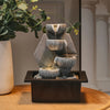 Garden Resin Fountain Water Feature LED Light for Outdoors, Patios and Balconies